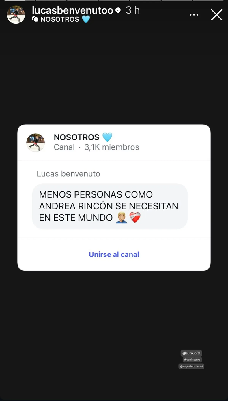 Lucas Benvenuto sorprendió con el posteo. 