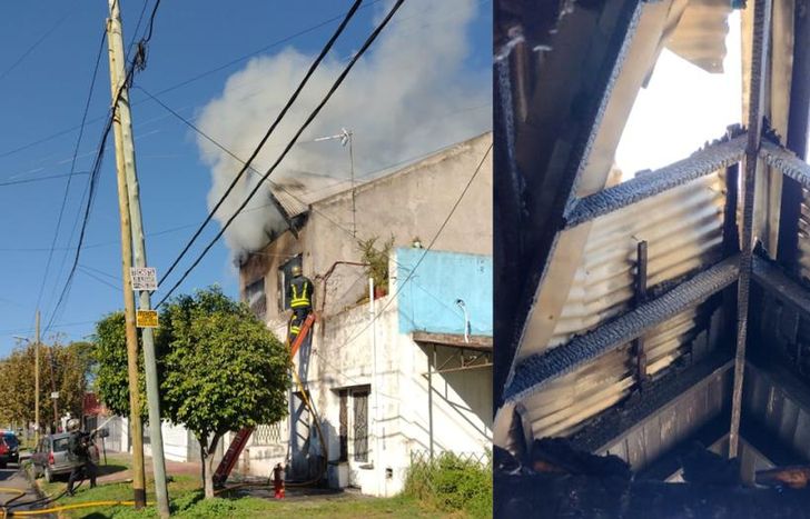La planta alta de la casa quedó destruida por el incendio.