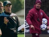 Pedro Troglio y Mauricio Pellegrino, los entrenadores de Banfield y Lanús.