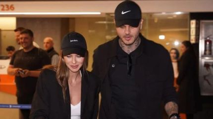 La China Suárez y Mauro Icardi, en Ezeiza.