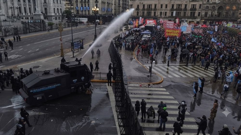 Mientras los senadores debaten, el Gobierno reprime en los alrededores del Congreso.