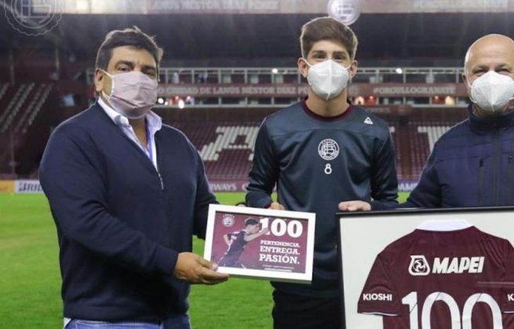 Tomás Belmonte cumplió 100 partidos con la camiseta de Lanús.