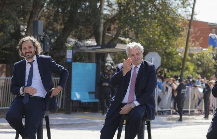 Alberto Fernández, Santiago Cafiero y Sergio Massa.