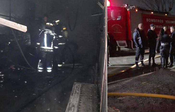 Bomberos Voluntarios de Lomas apagaron las llamas de un incendio en un galpón.