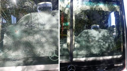 Así quedó el colectivo tras la brutal agresión.