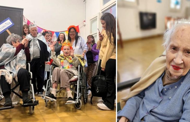 Un mimo para Edith por parte de sus compañeros y los trabajadores de la residencia.