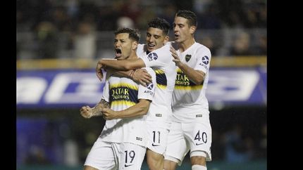 Zárate festeja el 2-0, que fue determinante en el desarrollo.