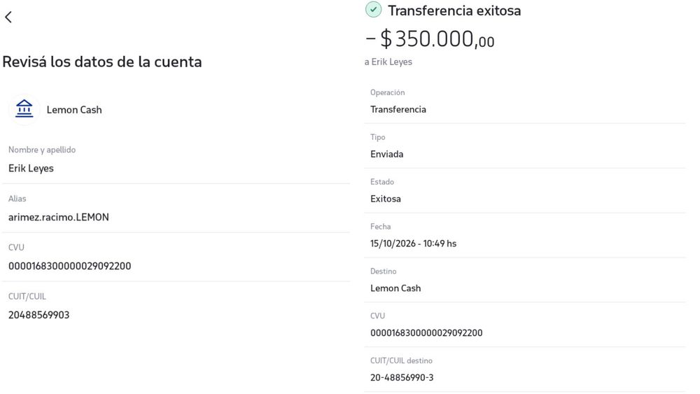 La víctima de la estaba virtual presentó las capturas de las transferencias.