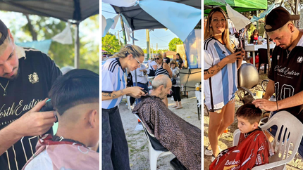 Van a estar en Temperley cortando el pelo a los chicos y a jubilados. Van a estar en Temperley cortando el pelo a los chicos y a jubilados.