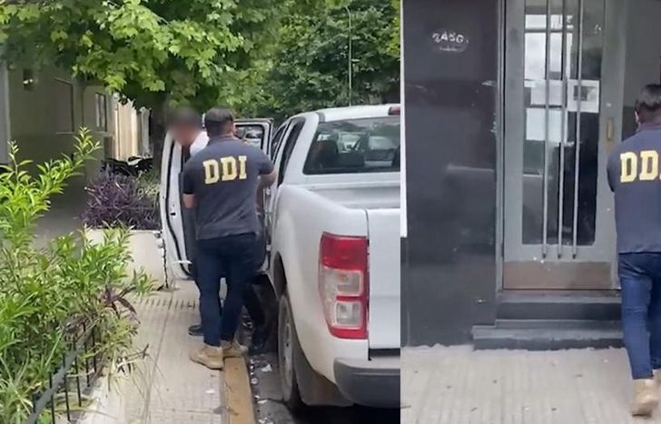 El momento del traslado del detenido a la sede policial.