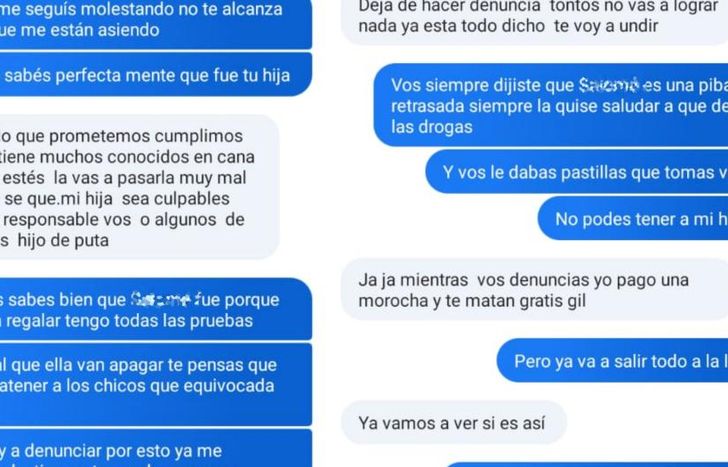 Los mensajes que recibió el detenido.