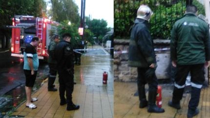 Los Bomberos de Lomas y Defensa Civil trabajando en el lugar.