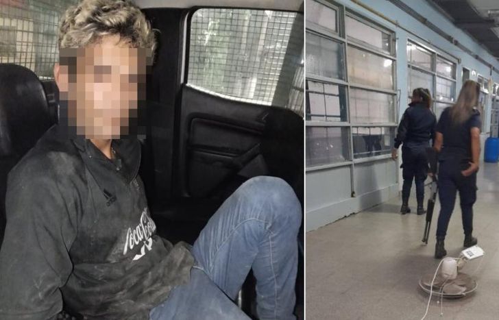 El ladrón fue atrapado y llevado esposado.