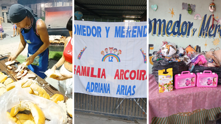 Choripan y regalos en el festejo aniversario del comedor ubicado en el Barrio Santa Marta.