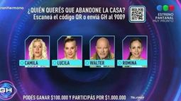 Camila, La Tora, Walter y Romina, nominados en la casa de Gran Hermano.