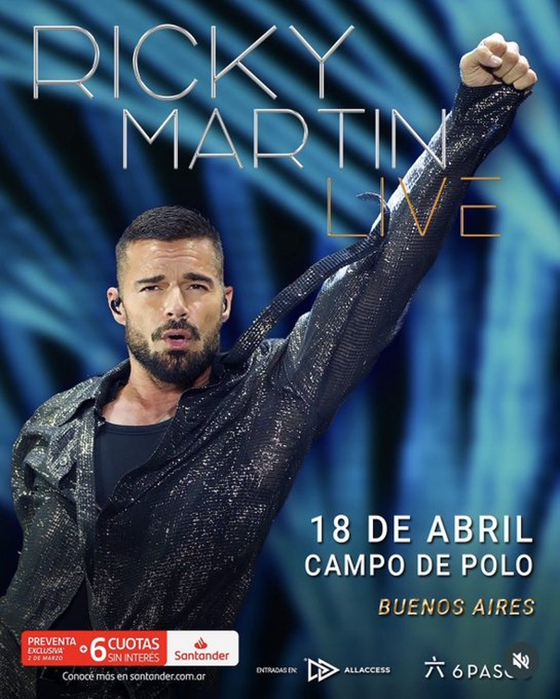 Ricky Martin vuelve a la Argentina. 