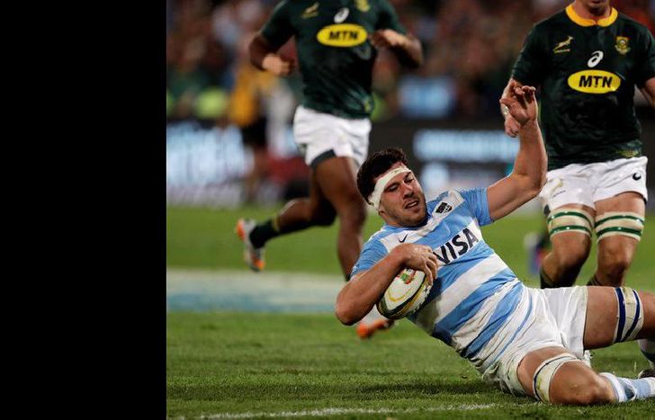 Guido Petti anotó el único try de Los Pumas ante Sudáfrica.