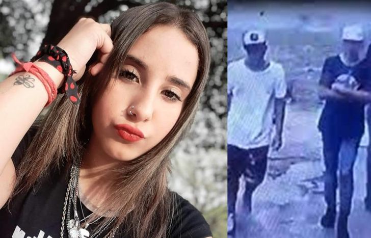 La joven asesinada y la filmación de los delincuentes que la mataron.