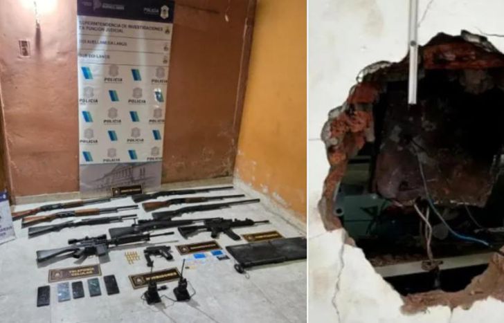 El arsenal de armas fue recuperado por la Policía.