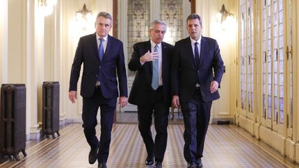 Rossi, Fernández y Massa, durante la reunión.