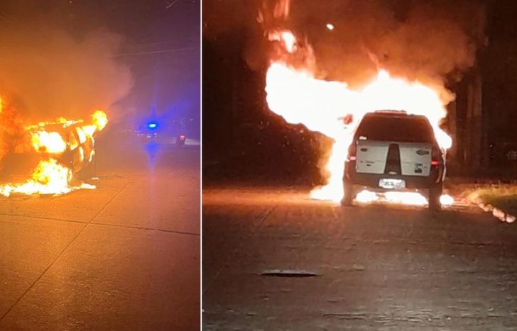 El auto quedó destruido por el fuego.
