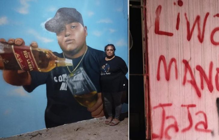 El homenaje y el mensaje escrito en la pared de la casa de la familia Capis.