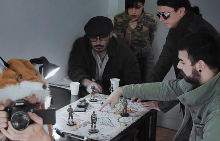 En plena producción de la película.