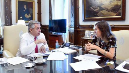 Fernández y Raverta, de la ANSeS, antes del anuncio.