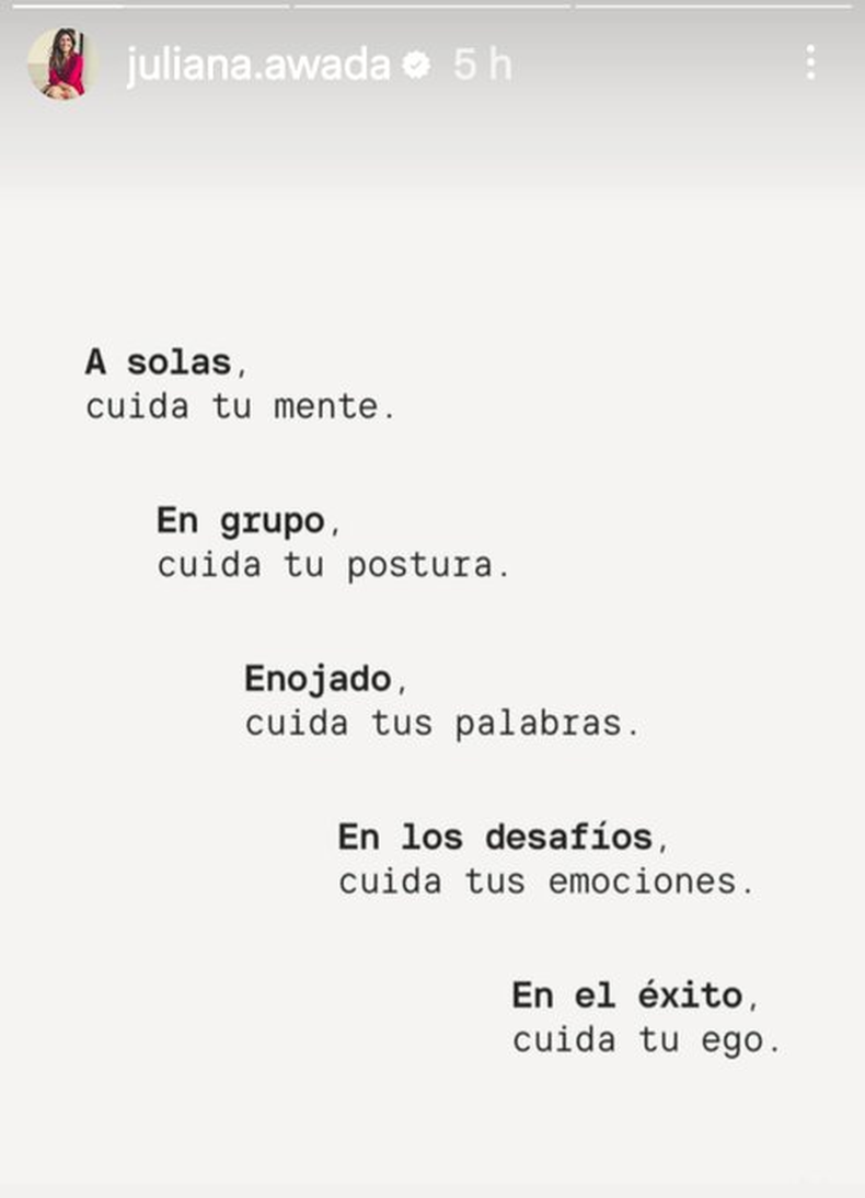 El posteo de Juliana Awada. 