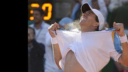 La rotura de camiseta, un clásico festejo del tenista argentino.