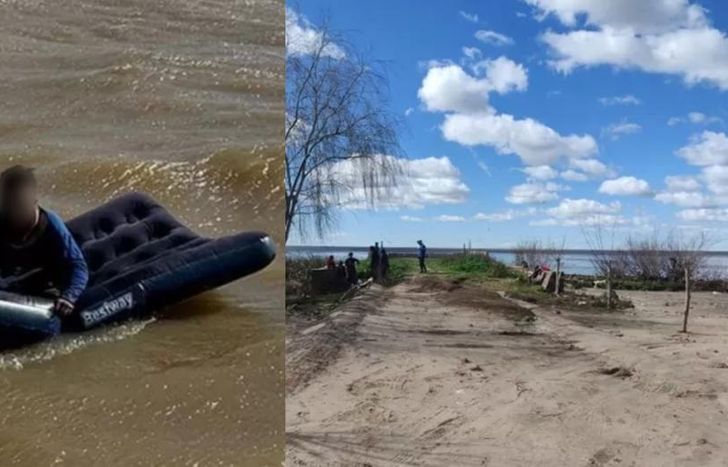 El hombre fue arrastrado por la corriente.