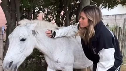 Julieta Poggio y un lindo caballito.