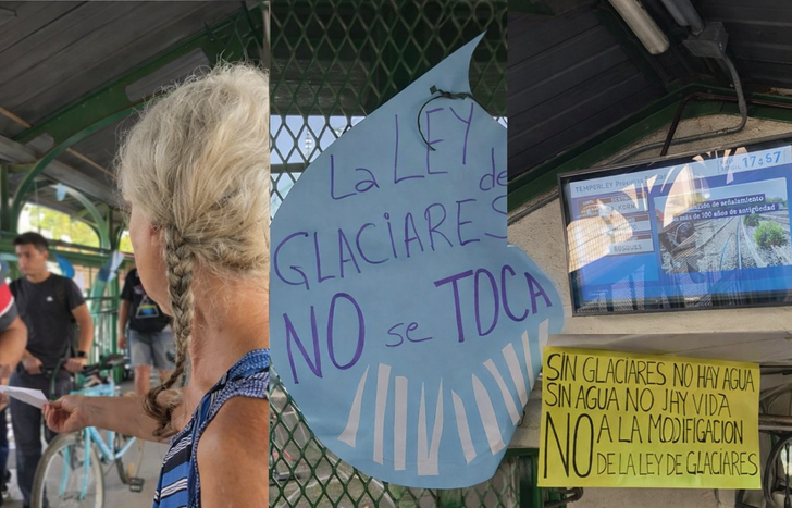 Fuerte difusión en la estación de Temperley en defensa de la ley de glaciares.