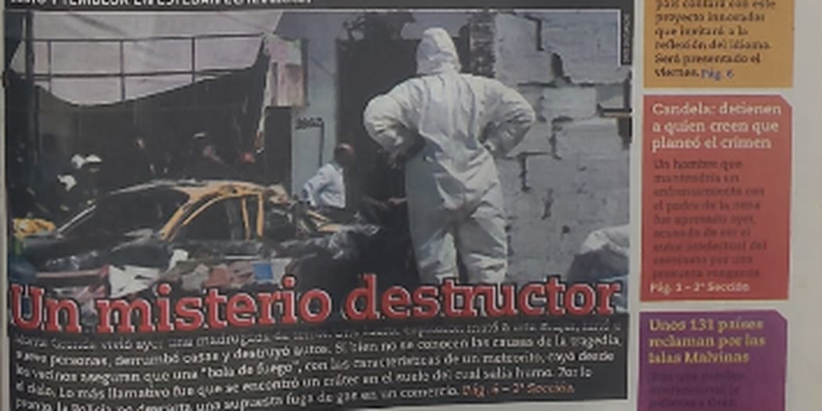 A 15 años de la supuesta caída de un OVNI en Esteban Echeverría, así lo contaba el Diario La Unión