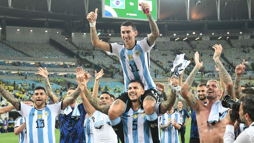 Di María, en andas tras el Maracanazo.