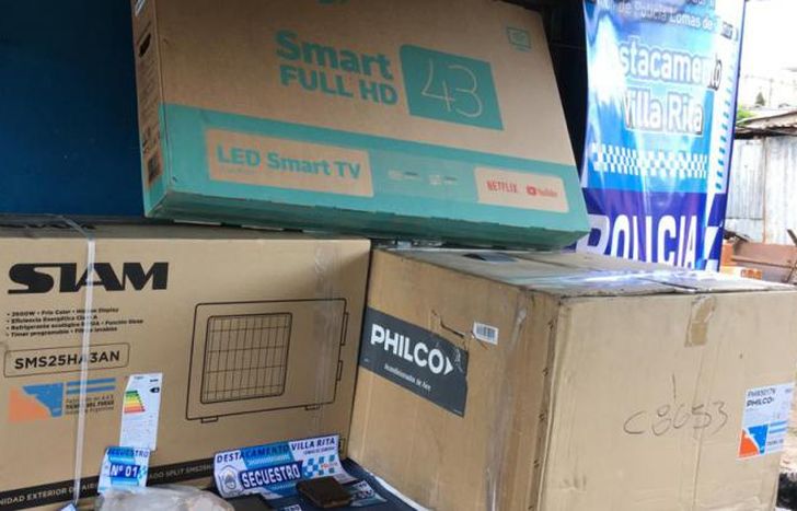 Los electrodomésticos recuperados por la Policía.
