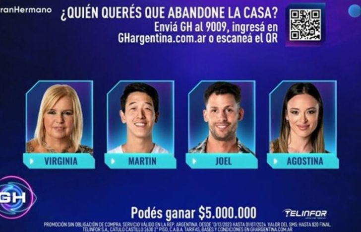 Virginia, Martín, Joel y Agostina quedaron en placa en Gran Hermano.