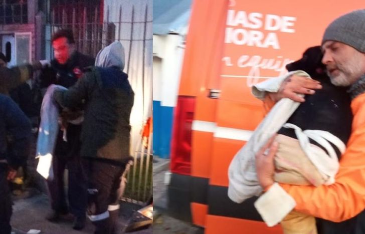 El perro fue rescatado por los Bomberos de Lomas y Defensa Civil.
