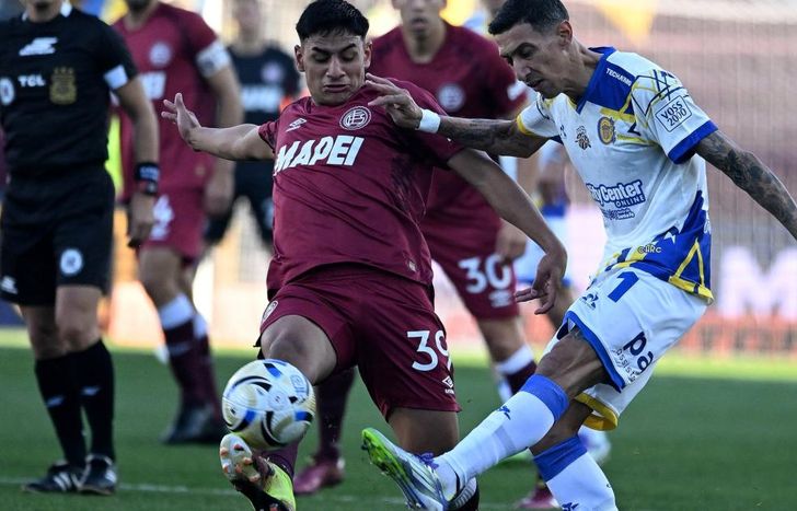 Di María anotó el gol del triunfo de Central ante Lanús.