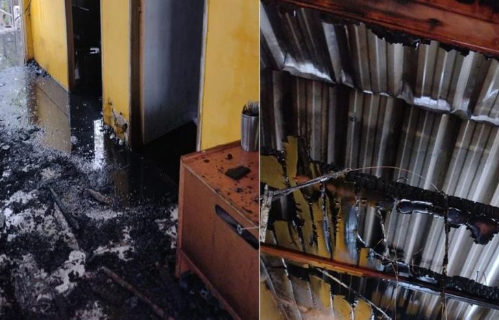 Así quedó la vivienda tras el incendio.