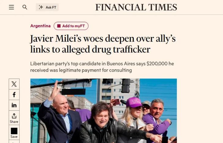 El escándalo de José Luis Espert llegó hasta el diario británico Financial Times.