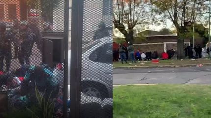 Diario La Unión | Los barras, contra la pared durante la requisa de la Policía.