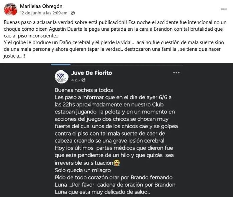 Las dos versiones sobre la muerte de Brandon Luna en Fiorito.