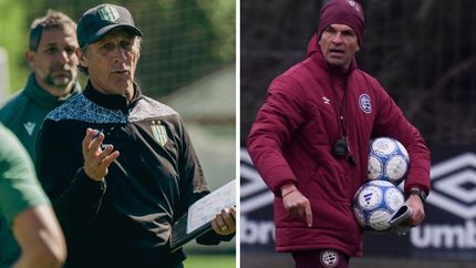 Pedro Troglio y Mauricio Pellegrino, los entrenadores de Banfield y Lanús.