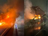 El auto quedó destruido por el incendio.