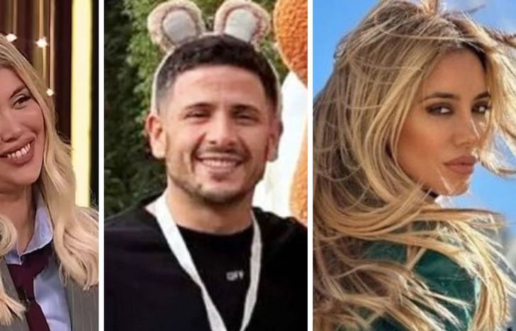 Martín Migueles, entre Wanda Nara y Claudia Ciardone.&nbsp;