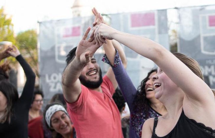 Durante uno de los encuentros de danza en Lomas.