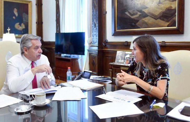 Fernández y Raverta, de la ANSeS, antes del anuncio.