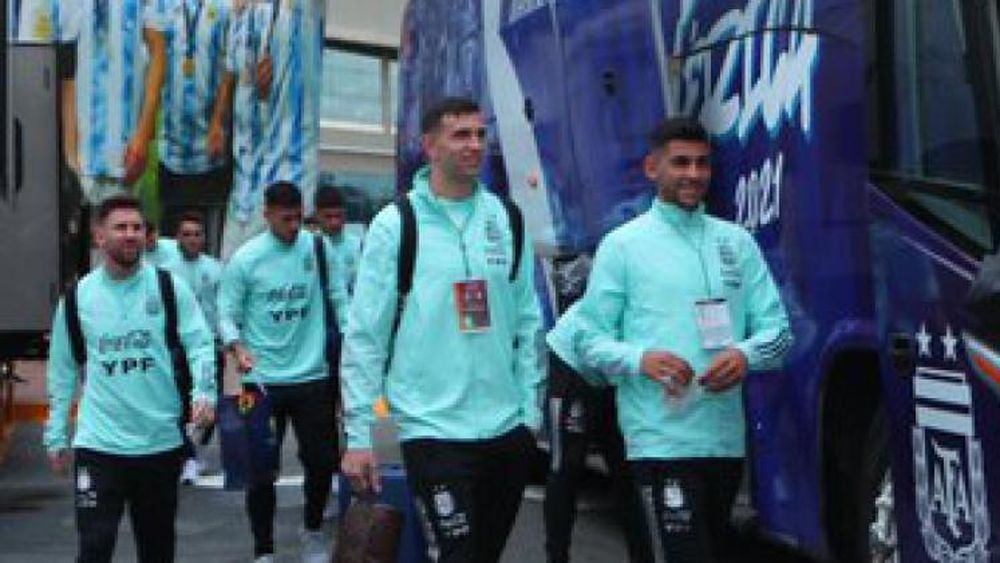 La llegada de la Selección al estadio Monumental.