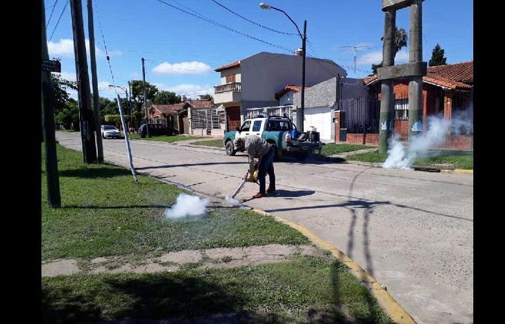 el personal fumigó en las bocas de tormenta.